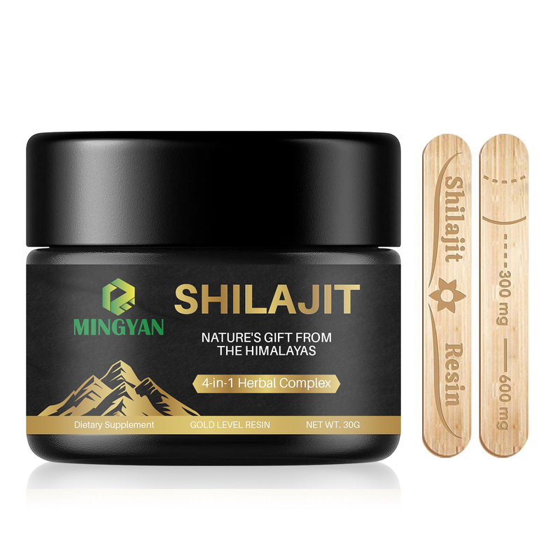 R&eacute;sine shilajit de qualit&eacute; sup&eacute;rieure dans un pot fonc&eacute; brillant