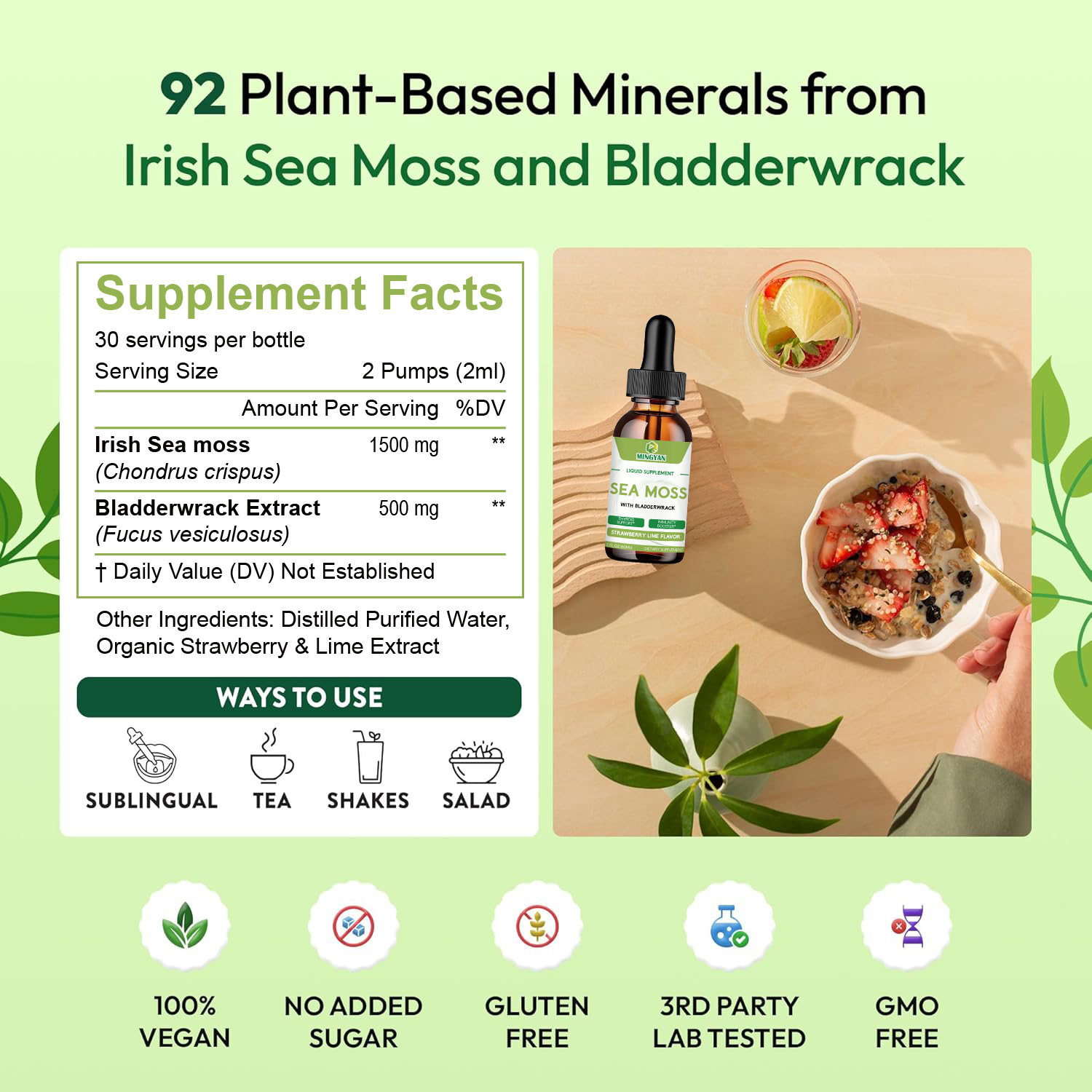 Формула ингредиентов Sea Moss Drops с ирландским морским мхом